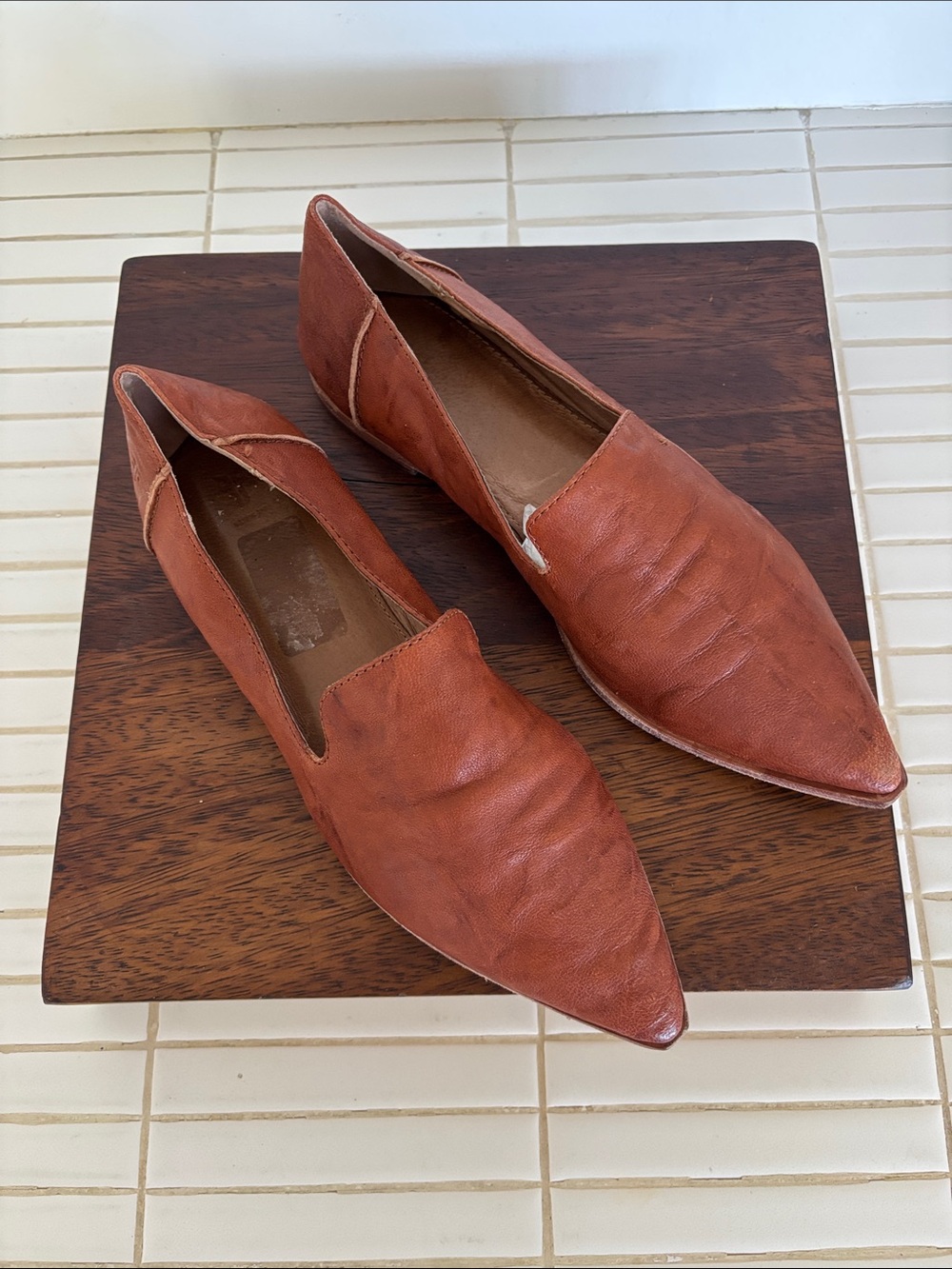 Frye Brown Pointed Toe Slip-On Flats 9M